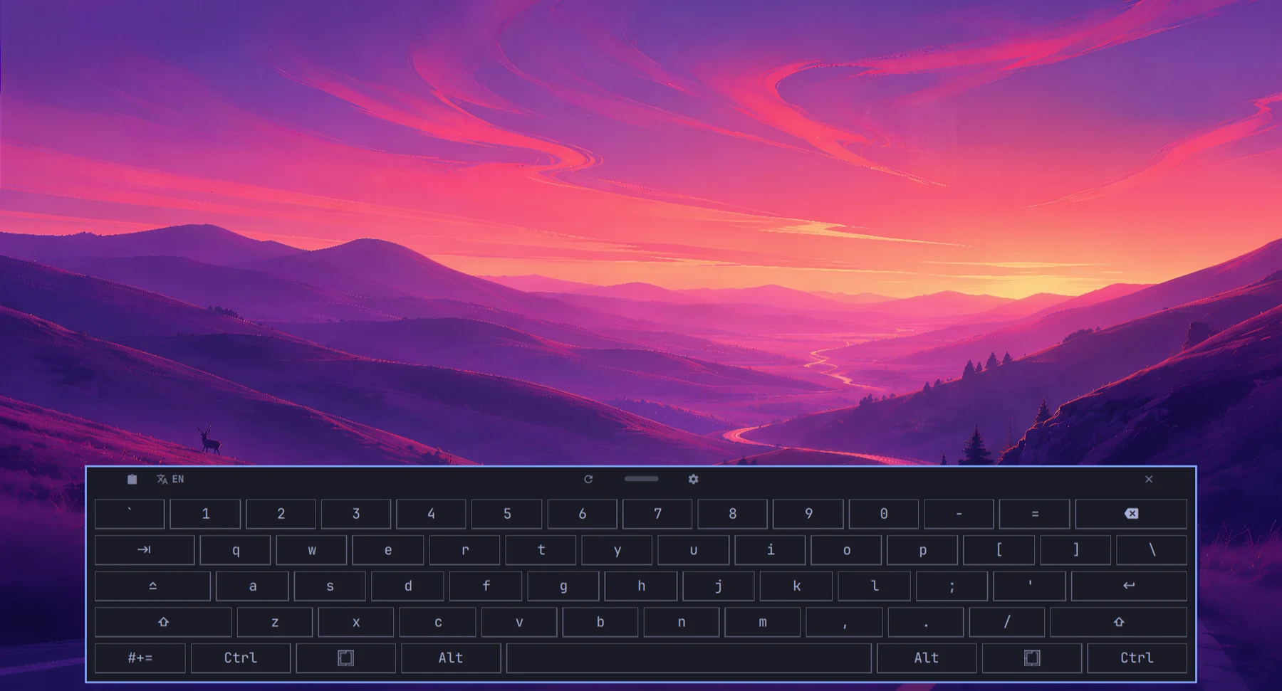 The full keyboard over a live theme